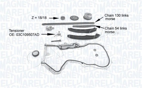 Timing chain kit - chain, marelli
